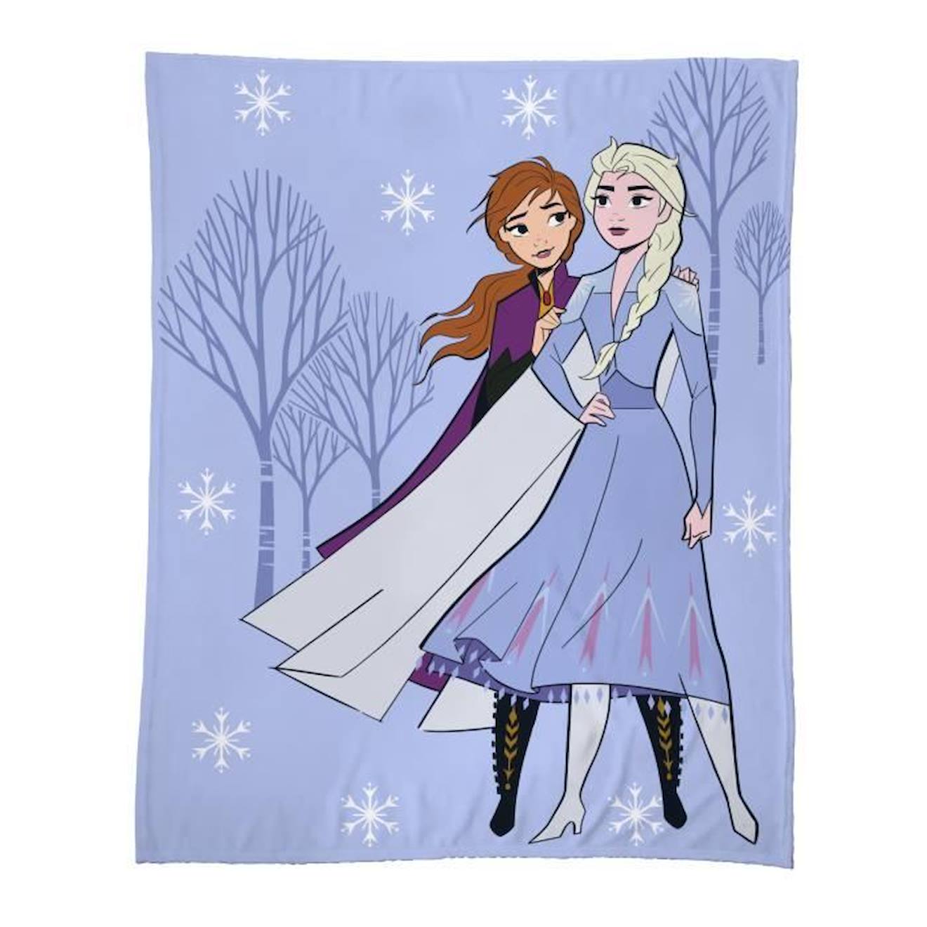 Plaid Polaire Imprimé, Disney Frozen 2 Sisters. Taille : 125x150 Cm Violet