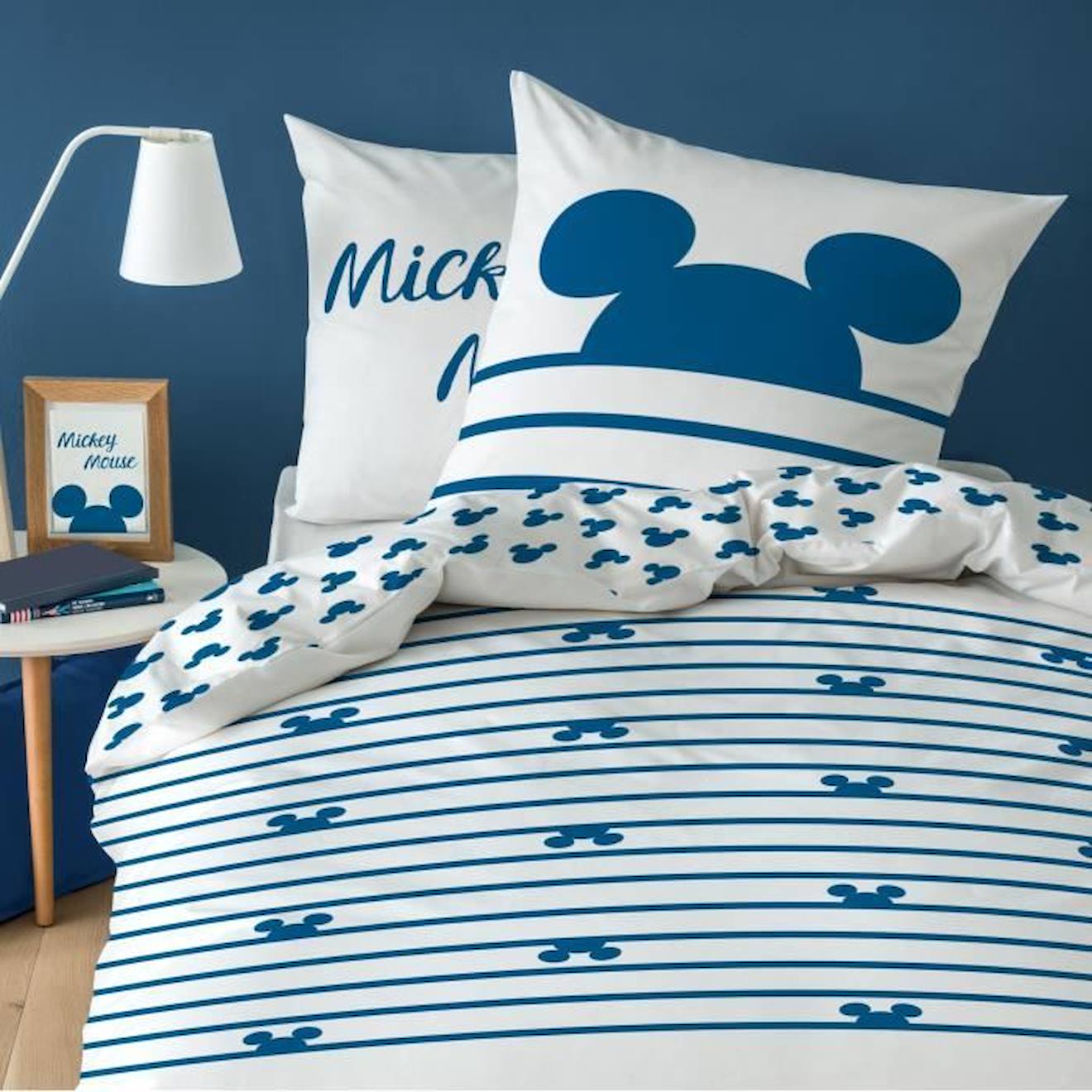 Parure De Lit Imprimée 100% Coton, Disney Mickey Sail. Taille : 240x220 Cm Bleu