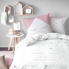 Linge de maison et décoration-Linge de lit enfant-Housse de couette-Parure de lit imprimée 100% coton, SWEET DREAMS PINK MATT & ROSE. Taille : 140x200 cm