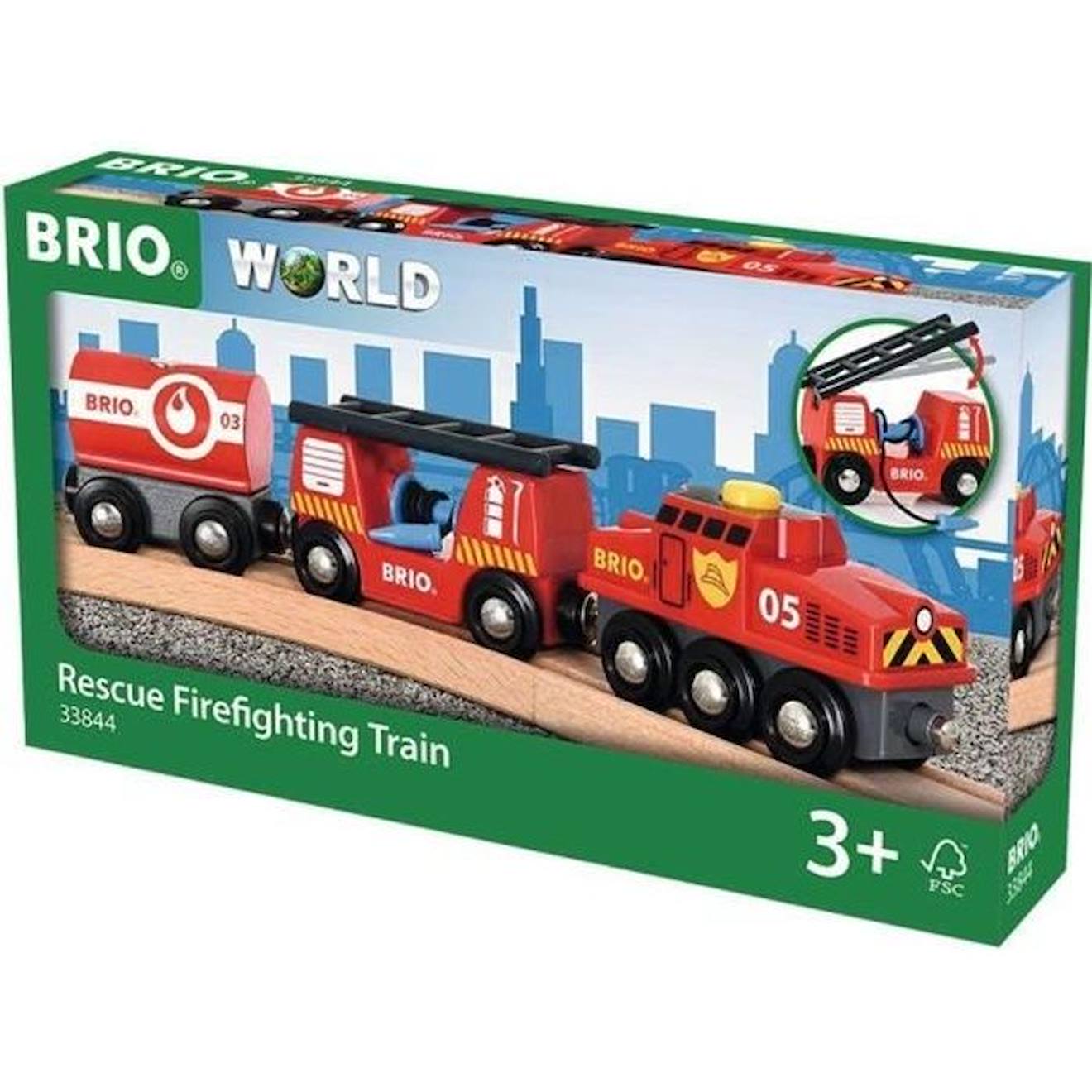 Train des Pompiers BRIO - Circuit de train en bois - Ravensburger - Mixte  dès 3 ans - 33844 rouge - Brio