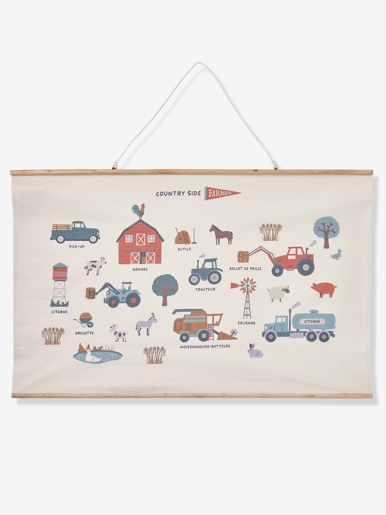 Carte d'apprentissage engins de ferme rouge