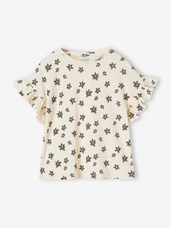 -Tee-shirt en côtes imprimé fleurs fille