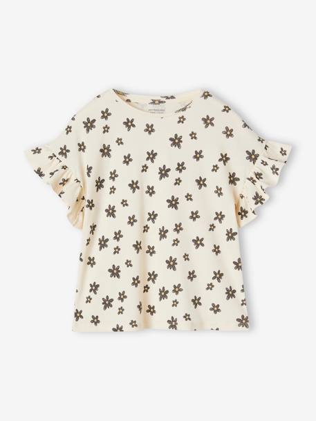 Tee-shirt en côtes imprimé fleurs fille  - vertbaudet enfant