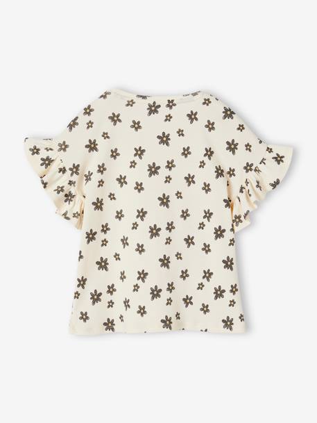 Tee-shirt en côtes imprimé fleurs fille beige+blanc imprimé 5 - vertbaudet enfant 