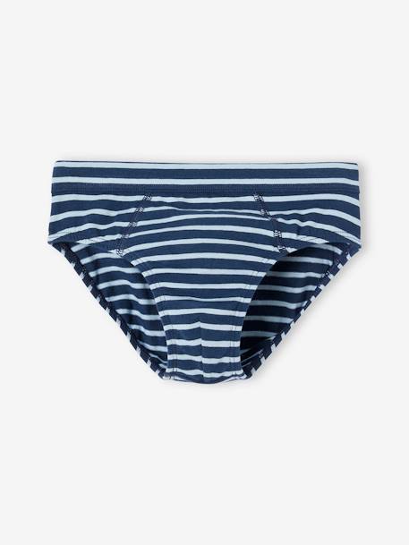Lot de 7 slips stretch baleines garçon en coton bio bleu ciel