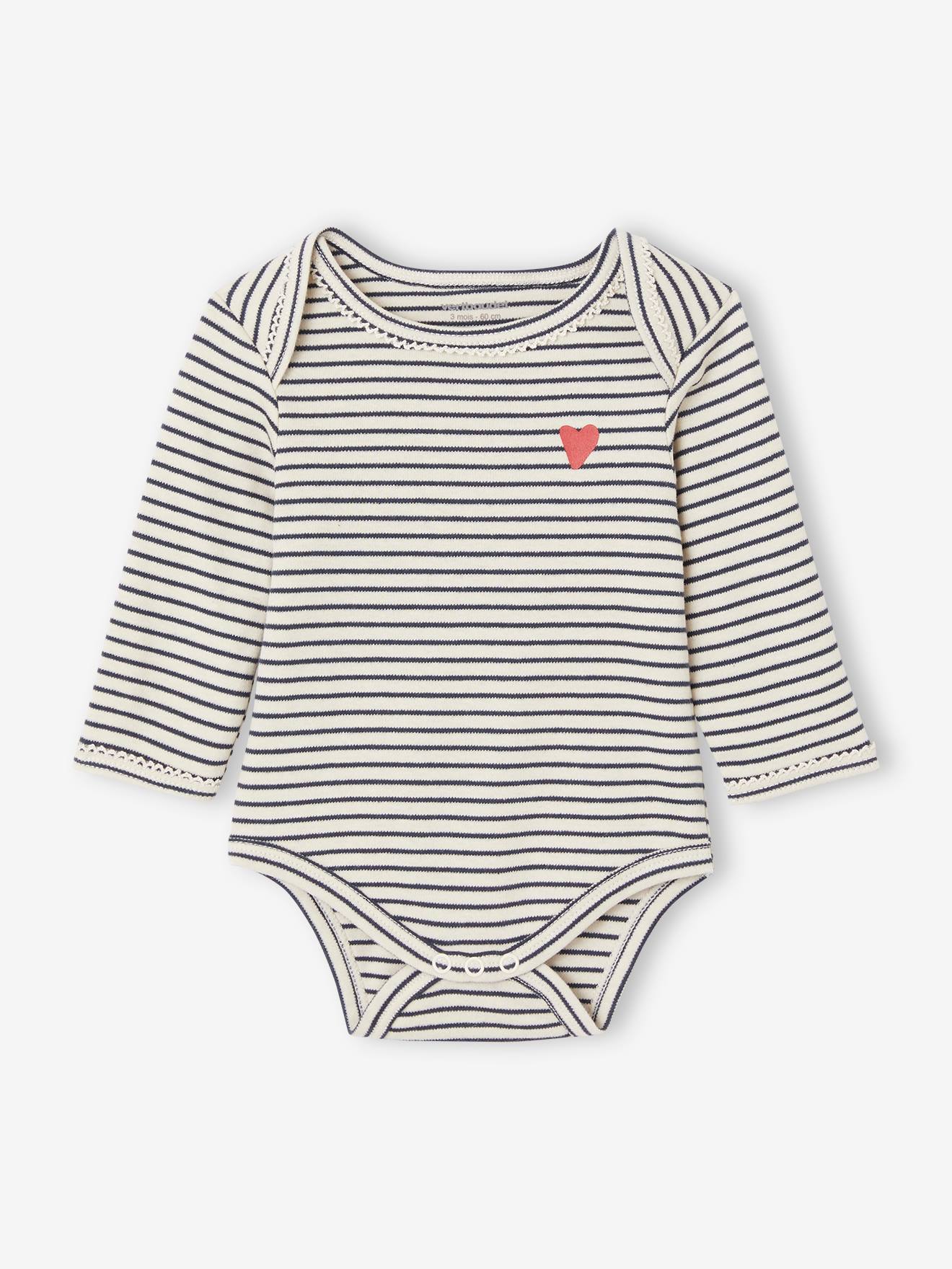 Lot de 5 bodies manches longues bébé emmanchure US en coton Bio bleu nuit (Vertbaudet) - Image 1
