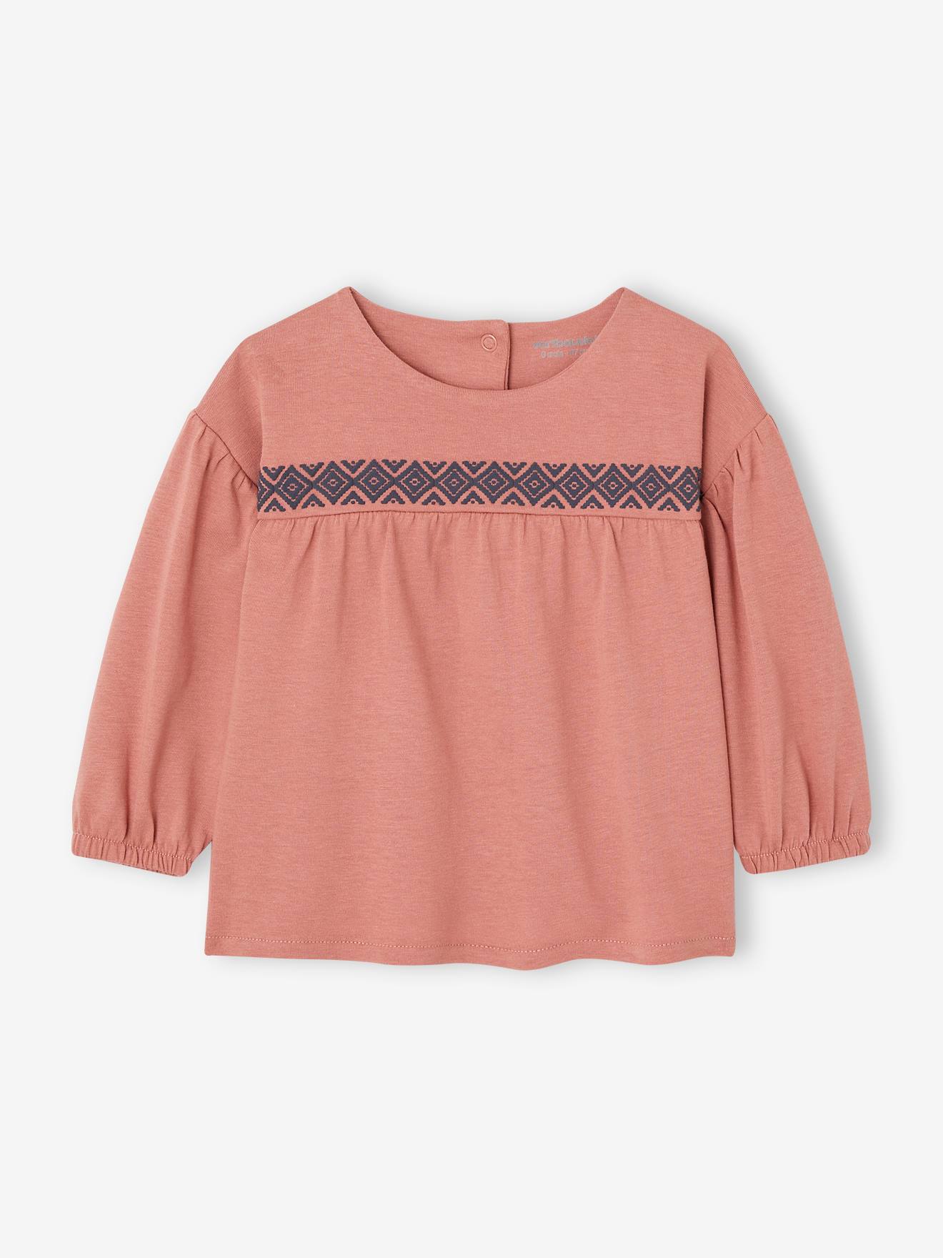T-shirt bébé motif à l'encre gonflante bois de rose