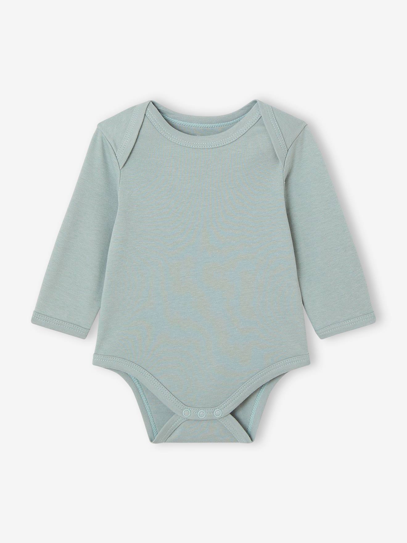 Lot de 7 bodies manches longues ouverture US bébé BASICS multicolore (Vertbaudet) - Image 1