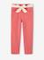 Pantalon Mom et sa ceinture en gaze de coton fille moutarde+pêche+rose+rouge+vert émeraude 24 - vertbaudet enfant 