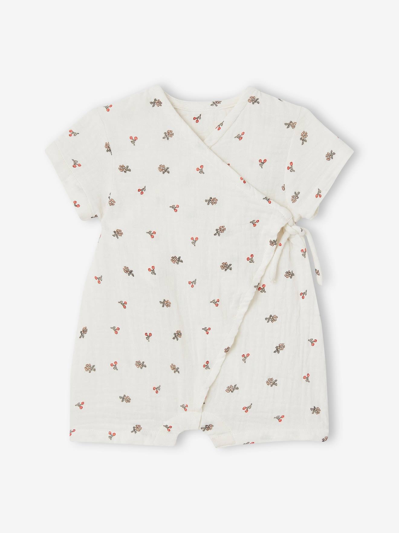 Pyjashort en gaze de coton bébé personnalisable écru