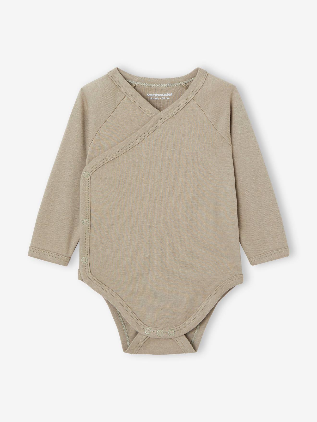 Lot de 7 bodies en coton Bio manches longues ouverture naissance BASICS multicolore (Vertbaudet) - Image 1