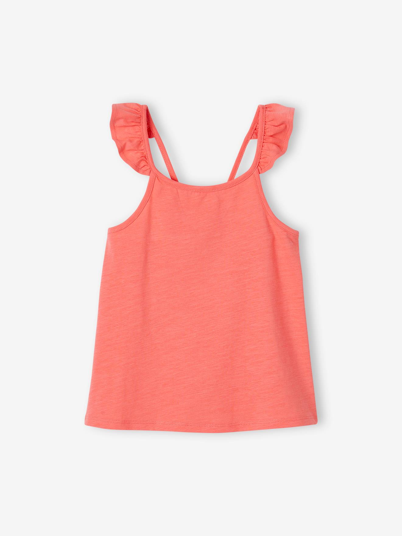 Vertbaudet - Débardeur Basics bretelles à volant fille corail