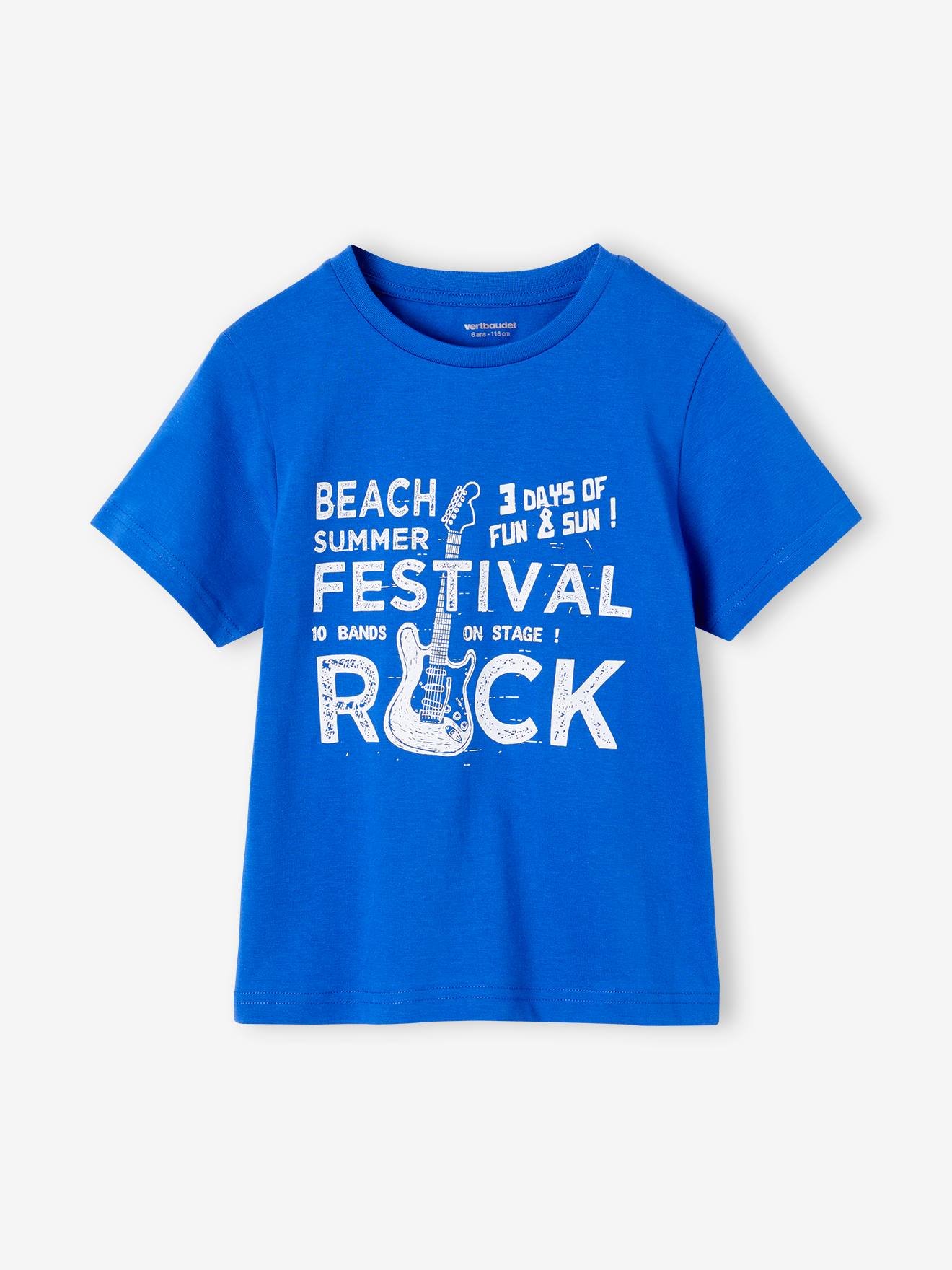 T-shirt imprimé Basics garçon manches courtes bleu roi