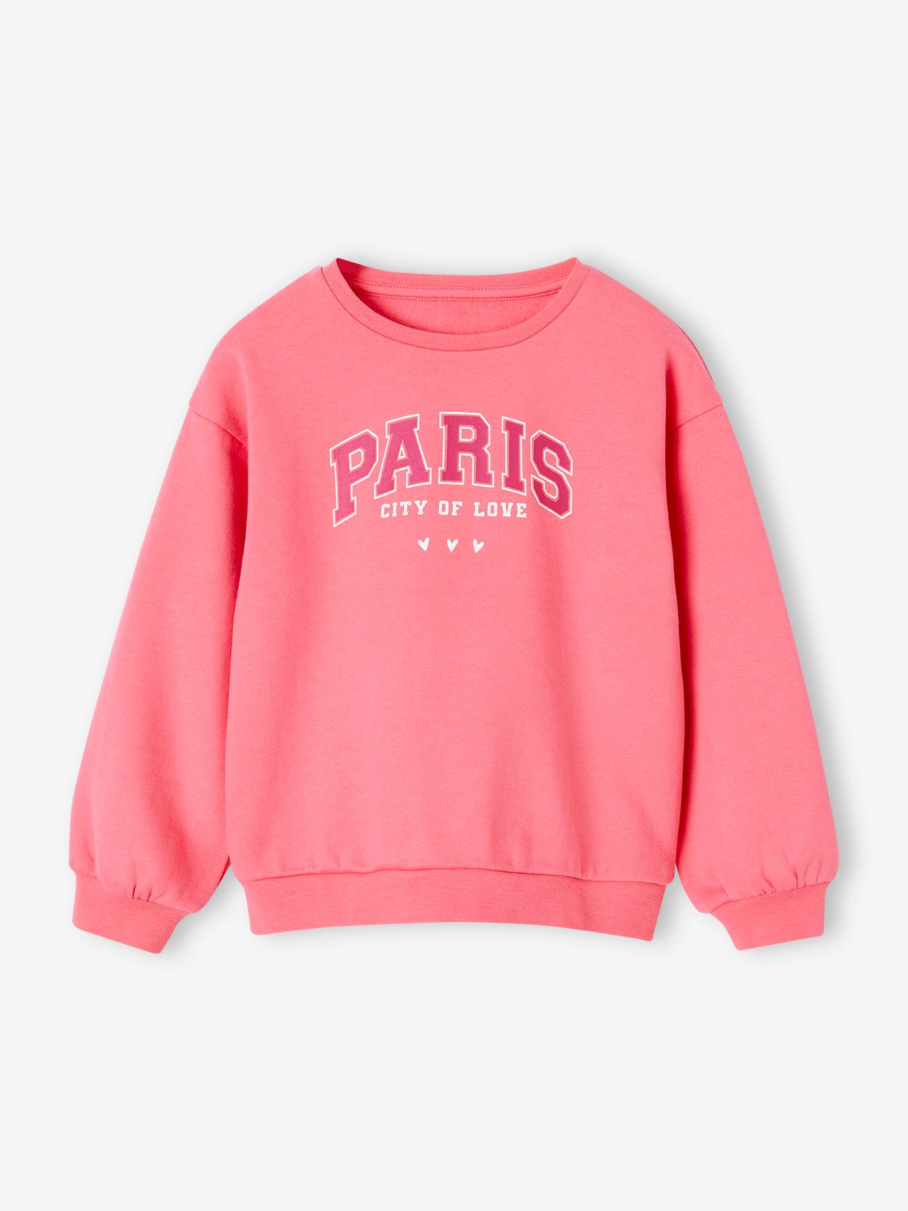 Sweat Basics motif placé fille rose bonbon