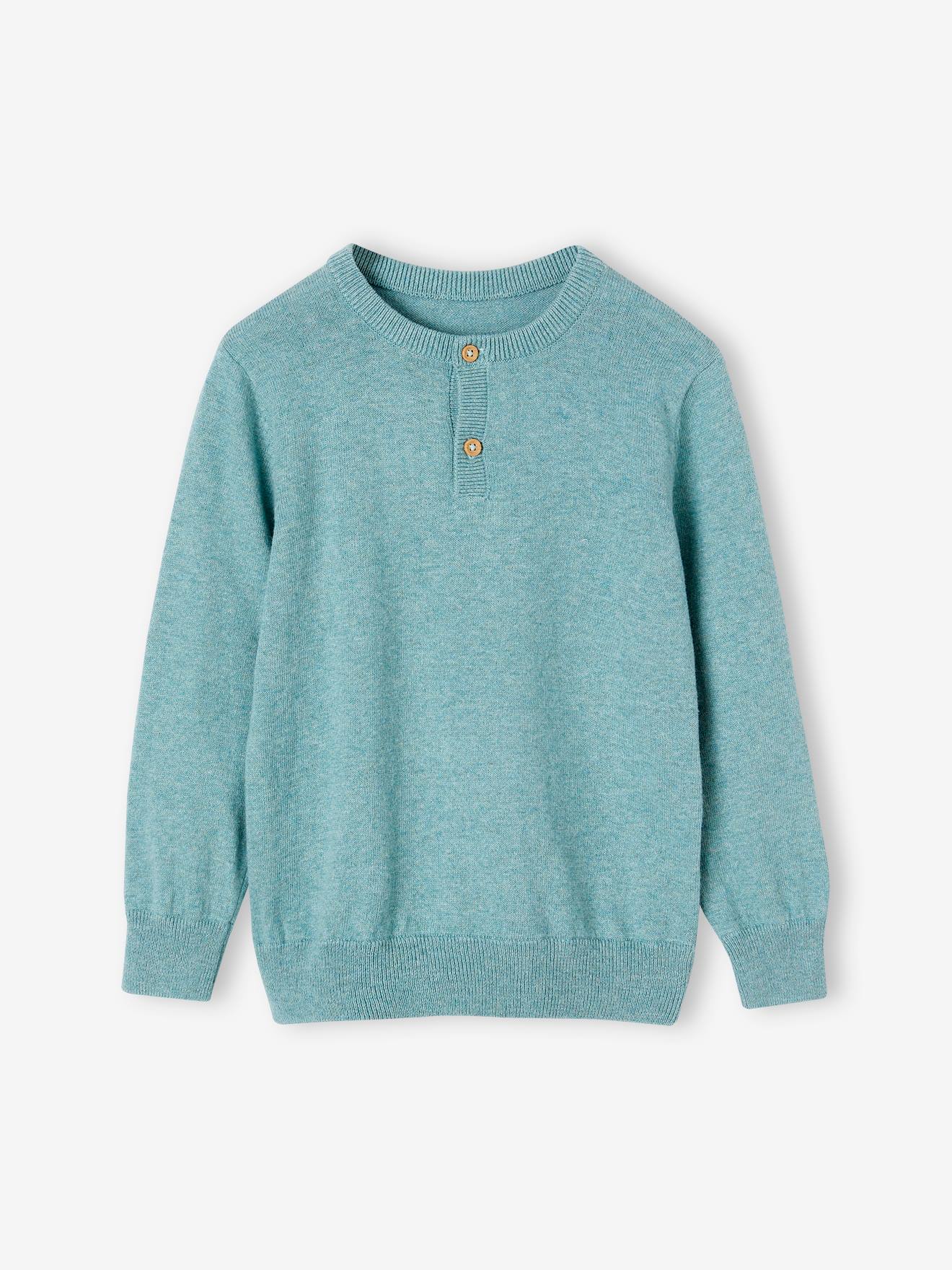 Pull col tunisien garçon personnalisable menthe
