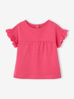 Vêtements bébé et enfants à personnaliser-T-shirt manches volantées personnalisable bébé coton biologique