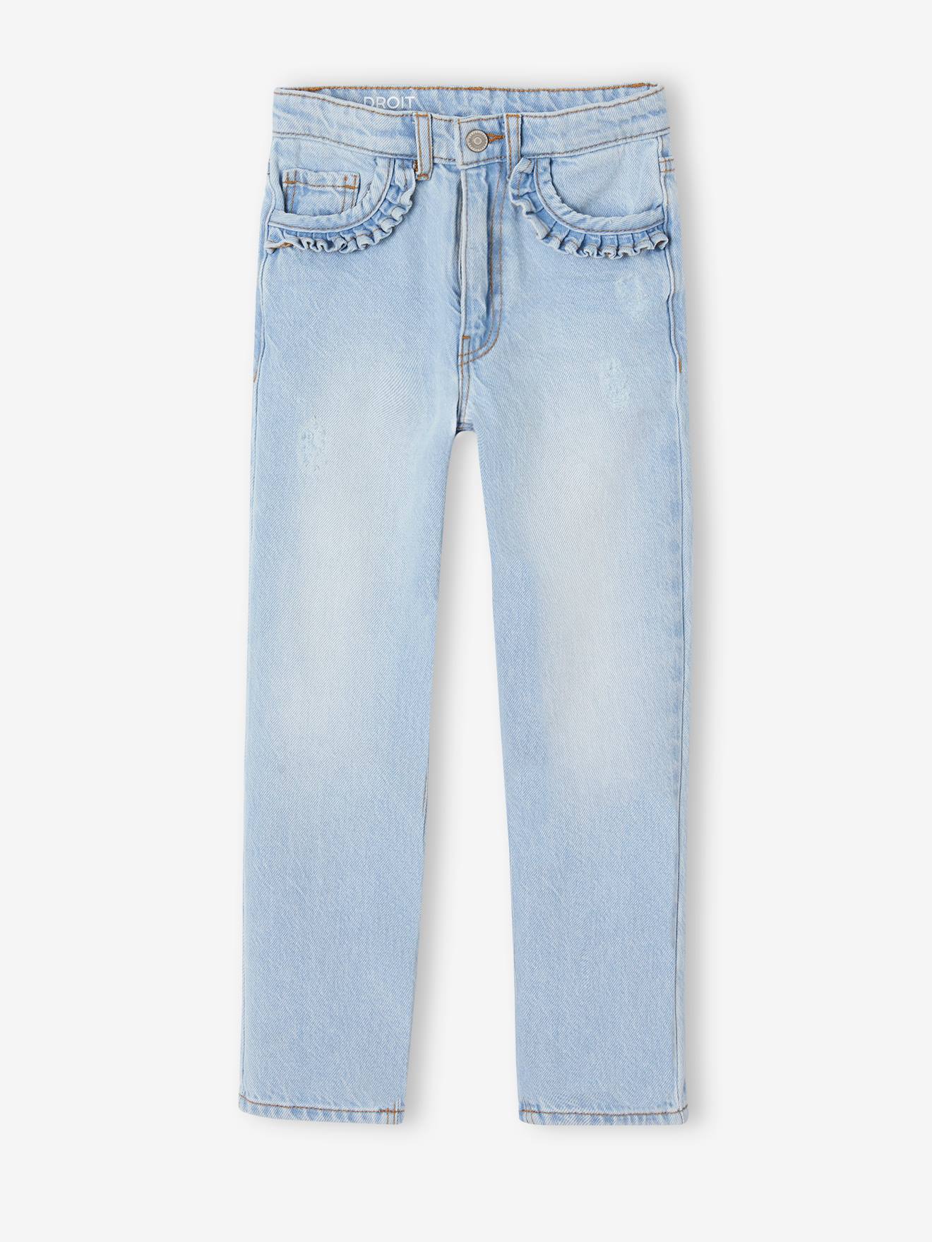 Jean fille droit MorphologiK tour de hanches Fin denim bleached