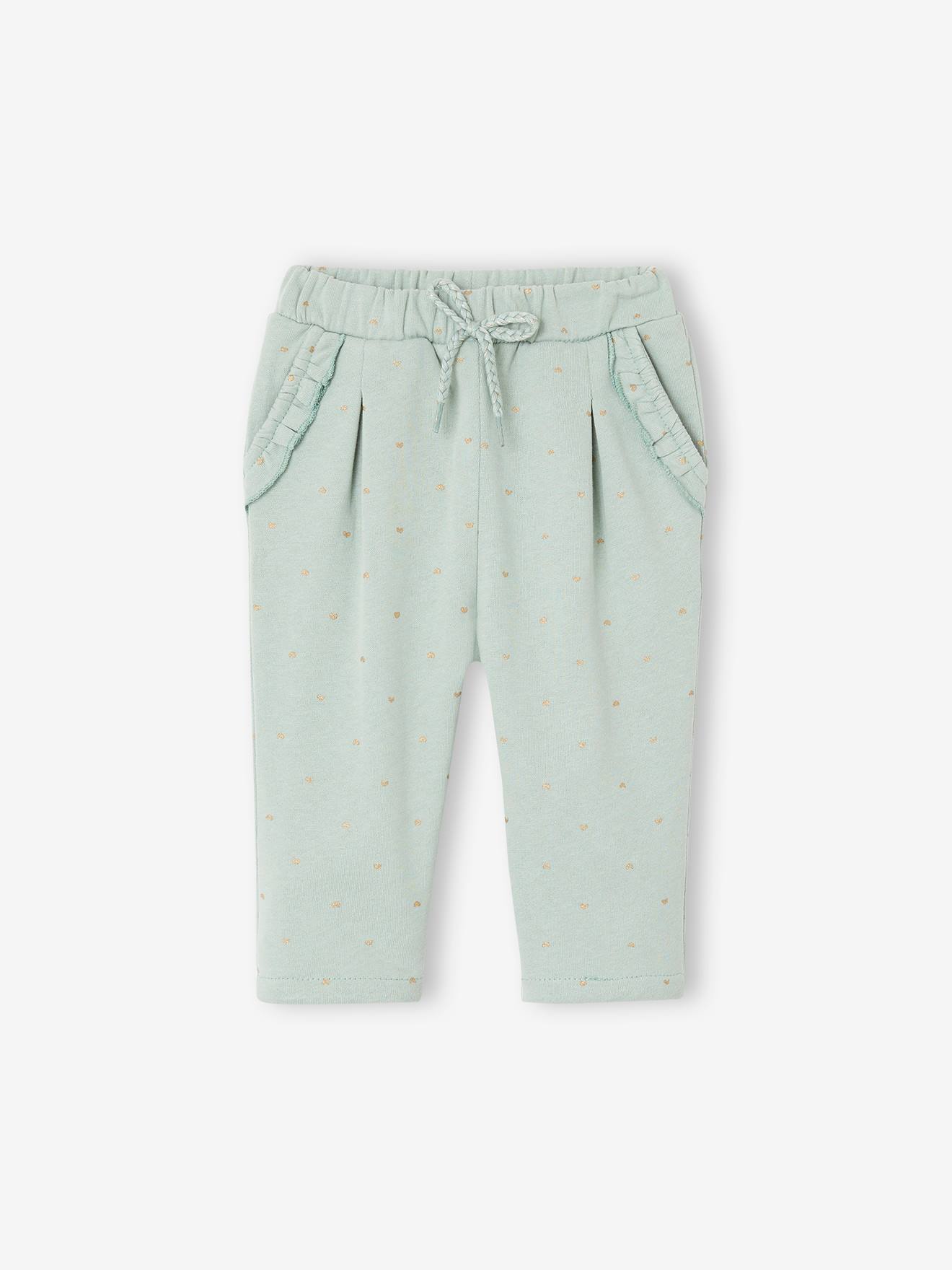 Pantalon molleton bébé fille vert sauge