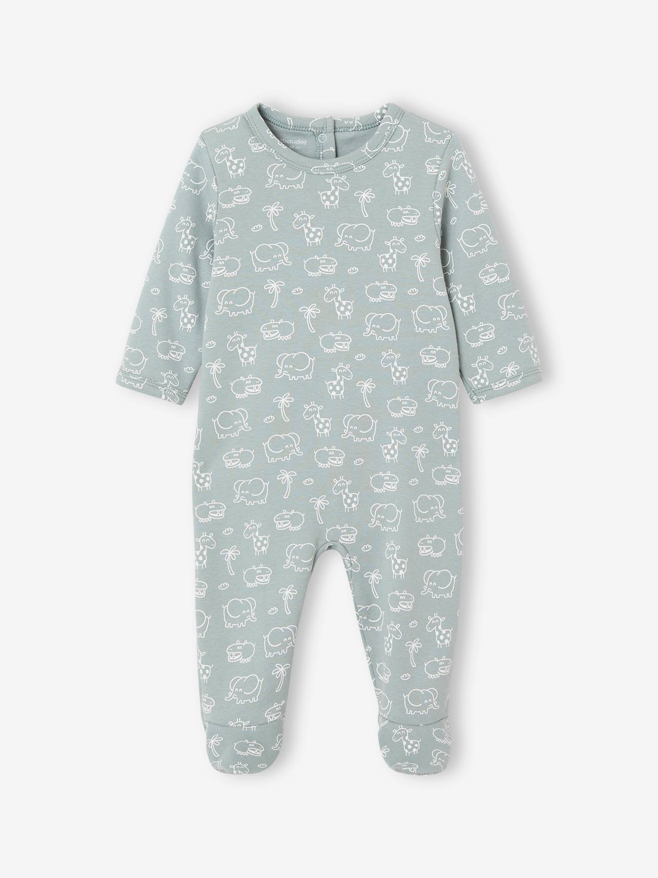 Lot de 3 pyjamas bébé mixtes en interlock BASICS bleu grisé (Vertbaudet) - Image 1