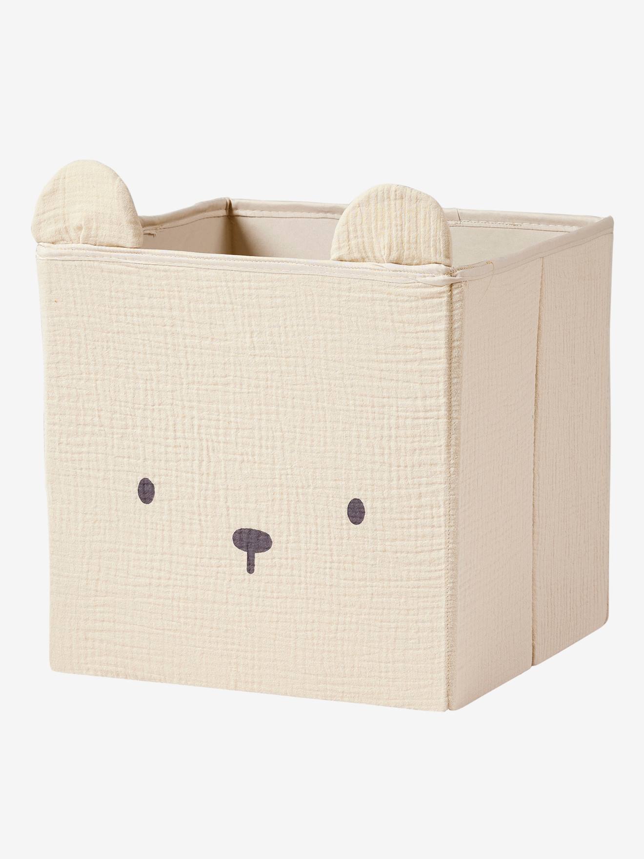 Lot de 2 bacs de rangement animaux gaze de coton lot blanc (Vertbaudet) - Image 2
