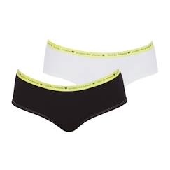 -Lot de 2 boxers Microfibre Recyclée ATHENA - Fille - Noir-naturel - Taille 8 à 14 ans