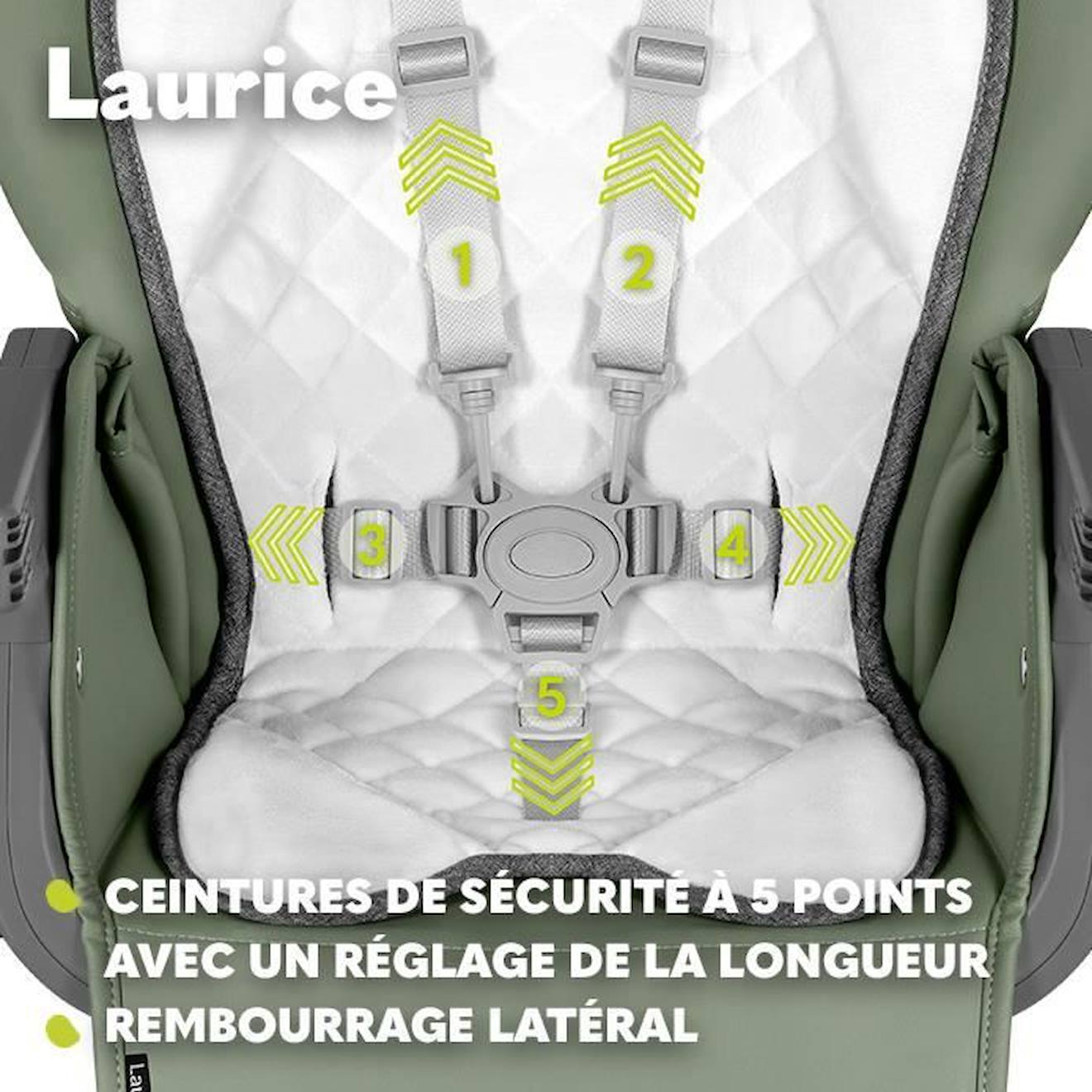 Lionelo Laurice - Transat et Chaise Haute Bébé - Evolutive à 36