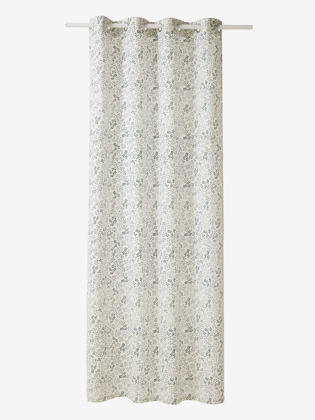 Rideau à œillets tamisant petites fleurs écru