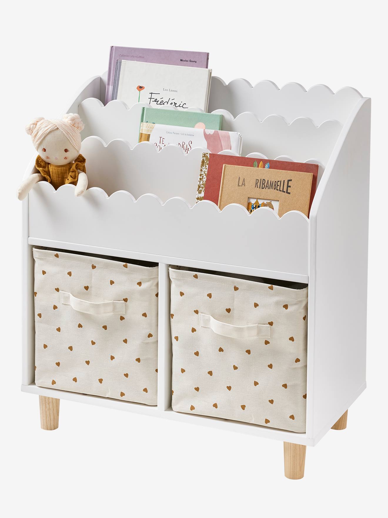 Lot de 2 bacs de rangement blanc imprimé (Vertbaudet) - Image 1