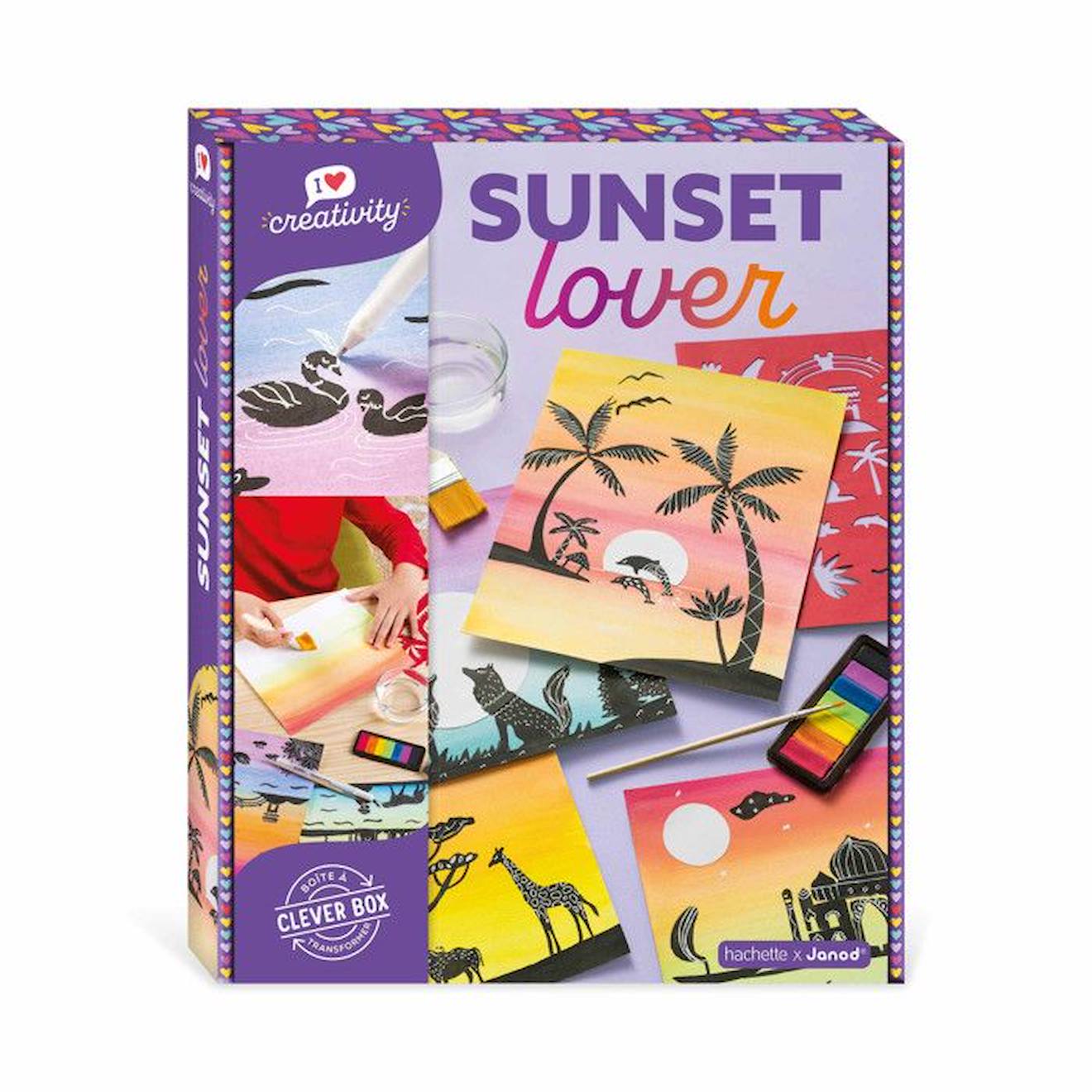 Coffret Loisir Créatif Enfant JANOD I Love Creativity Sunset Lover - 5  Tableaux - À partir de 8 Ans violet - Janod