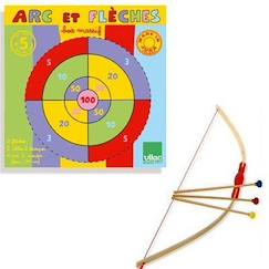 Jouet-Jeux d'imitation-Déguisements-Arc en bois pour enfant VILAC - 3 flèches avec cible intégrée