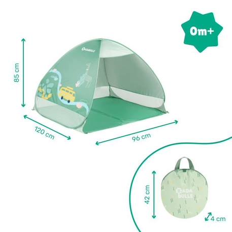 BADABULLE Tente anti-UV bébé, grande tente de plage, haute protection solaire FPS 50+, système pop-up, vert VERT 5 - vertbaudet enfant 