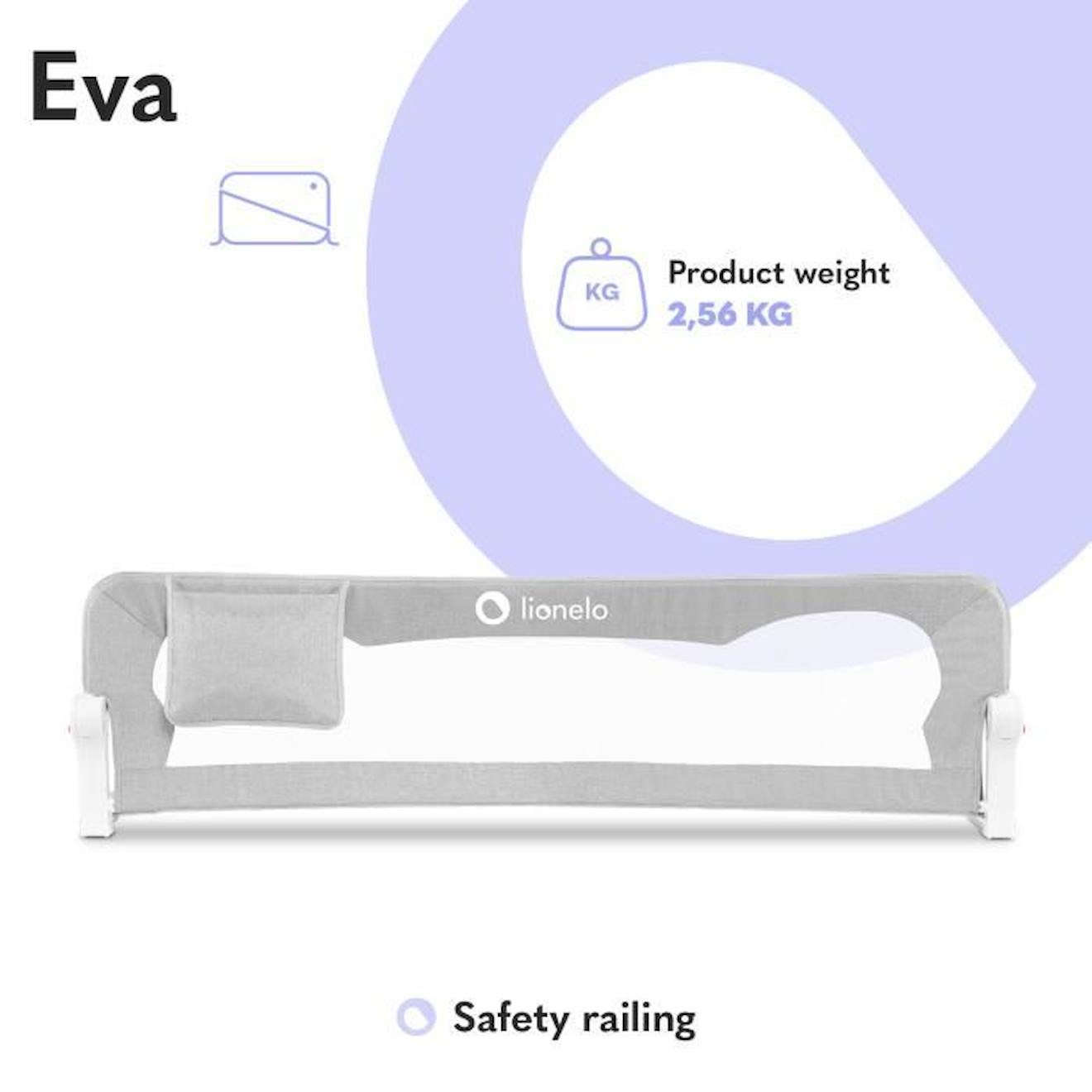 Barrière de lit bébé LIONELO Eva - Protection anti-chute 150cm - Filet aéré  pliable - Gris gris - Lionelo