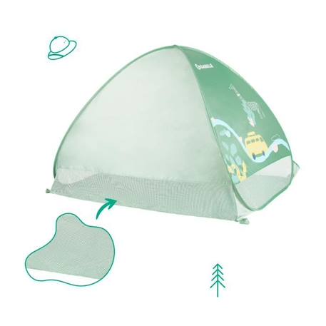 BADABULLE Tente anti-UV bébé, grande tente de plage, haute protection solaire FPS 50+, système pop-up, vert VERT 3 - vertbaudet enfant 