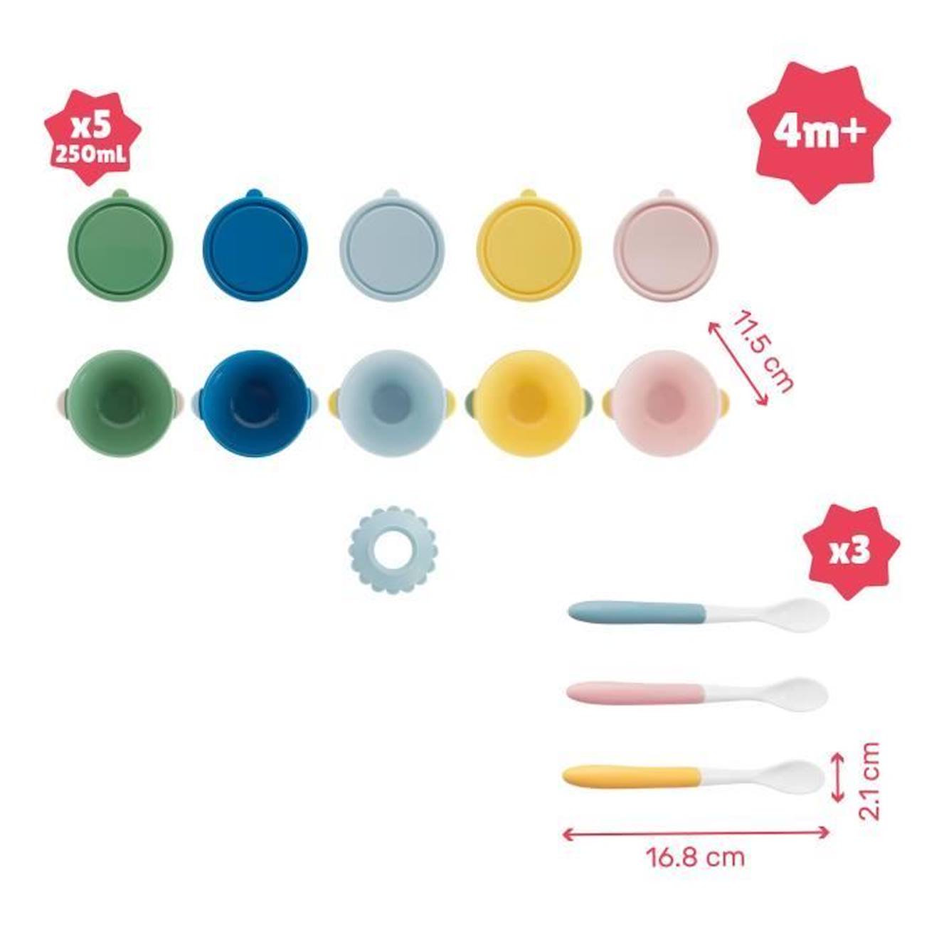 Badabulle Lot De 5 Cuillères 1er Age Silicone - rouge - Idyllemarket