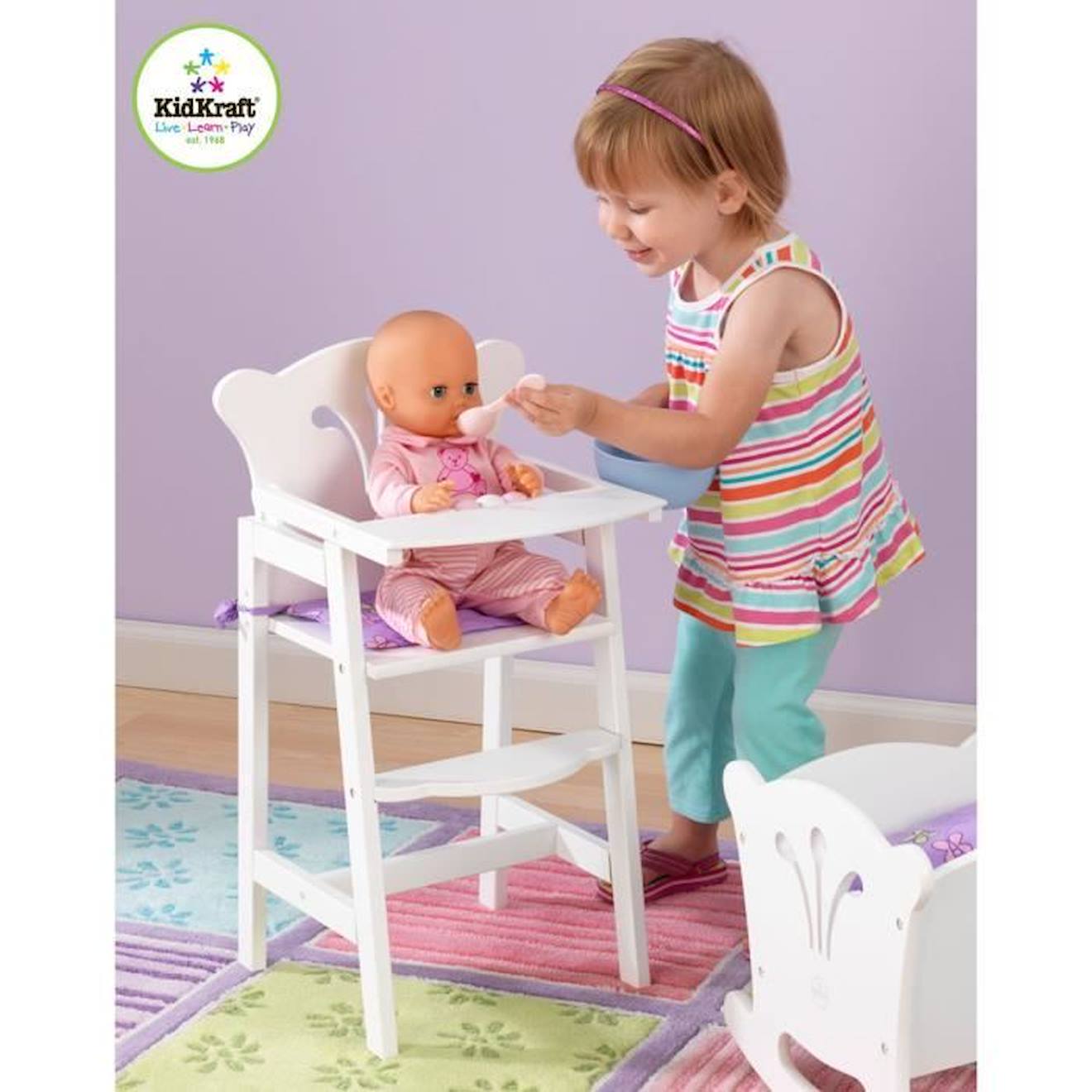 Kidkraft - Chaise Pour Poupée En Bois Lil' Doll, Accessoire Pour Poupées Blanc