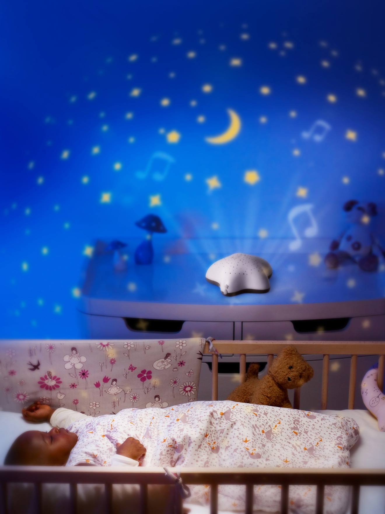 Veilleuse musicale PABOBO Projecteur d'étoiles beige