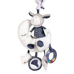 Jouet d'activités enfant - SAUTHON - Mouton en velours Bleu - Pince, Miroir, Anneau à bille, Étoile et Nuage  - vertbaudet enfant