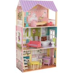 Jouet-Poupons et poupées-Poupées mannequins et accessoires-KidKraft - Maison de poupées Poppy en bois avec 11 accessoires inclus