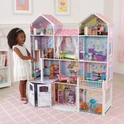 Jouet-Poupons et poupées-Poupées mannequins et accessoires-KidKraft - Maison de poupées en bois Country Estate avec 31 accessoires inclus, son et lumière