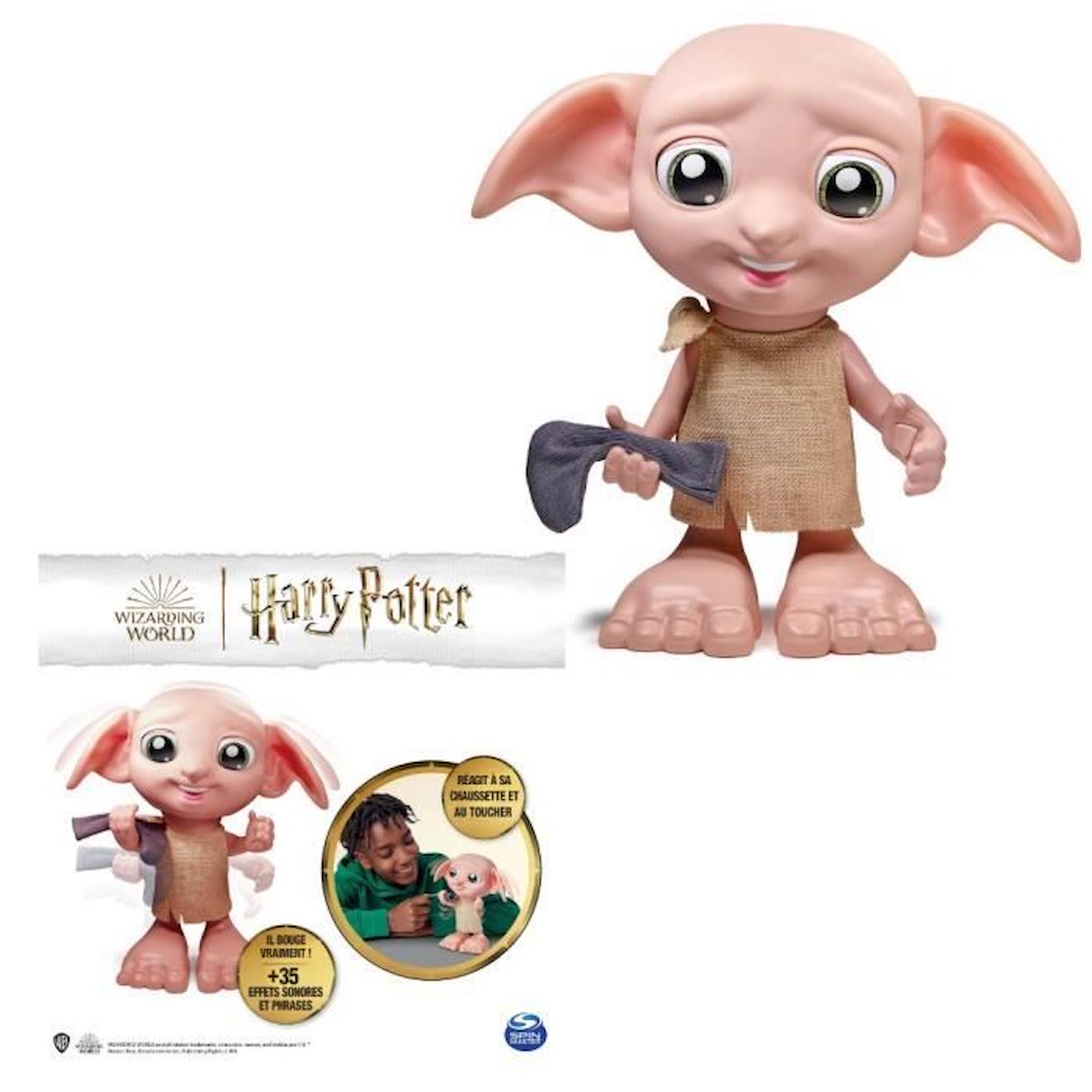 Harry Potter - Figurine Dobby Interactive - 20 Cm - Wizarding World Blanc