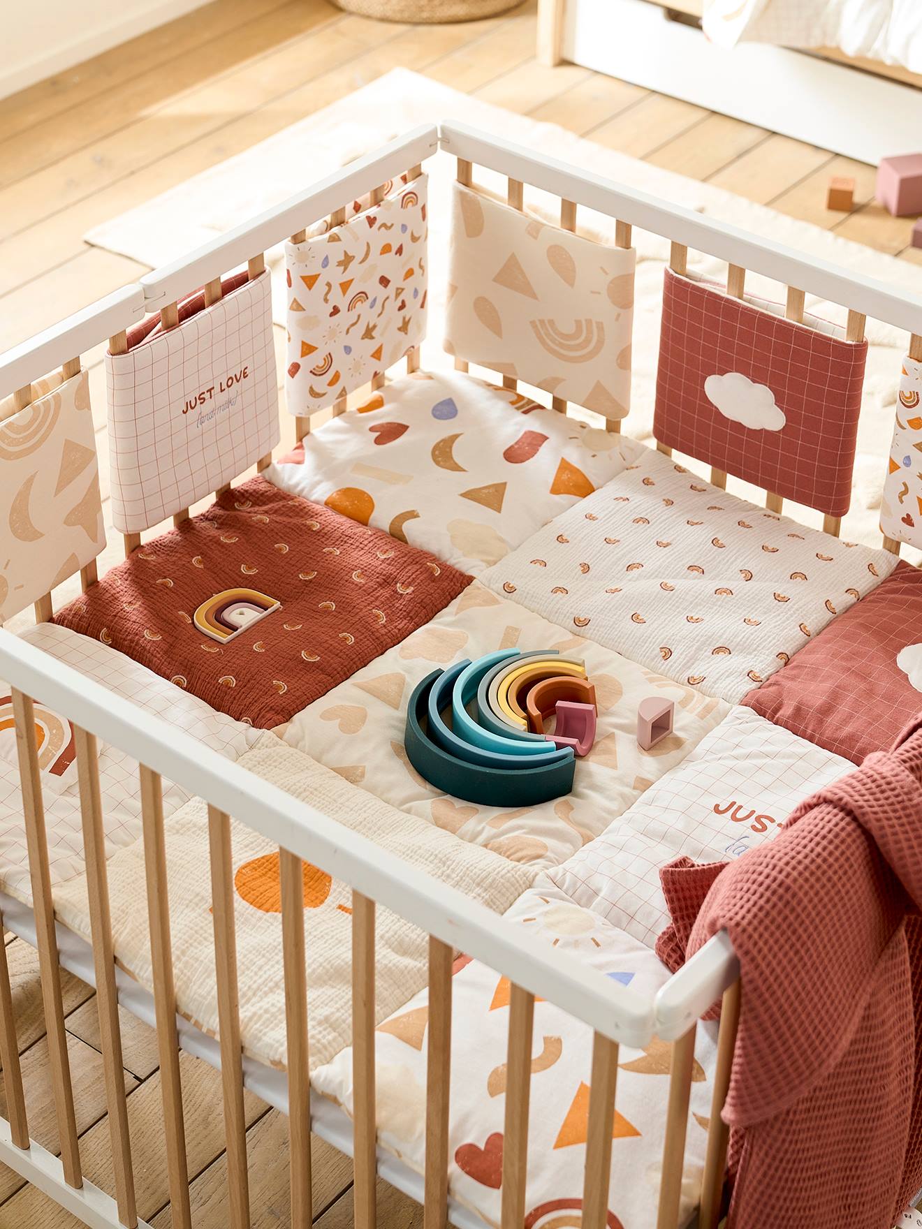 Vertbaudet - Tour de lit / tour de parc pare-chocs en coton bio* HAPPY SKY multicolore