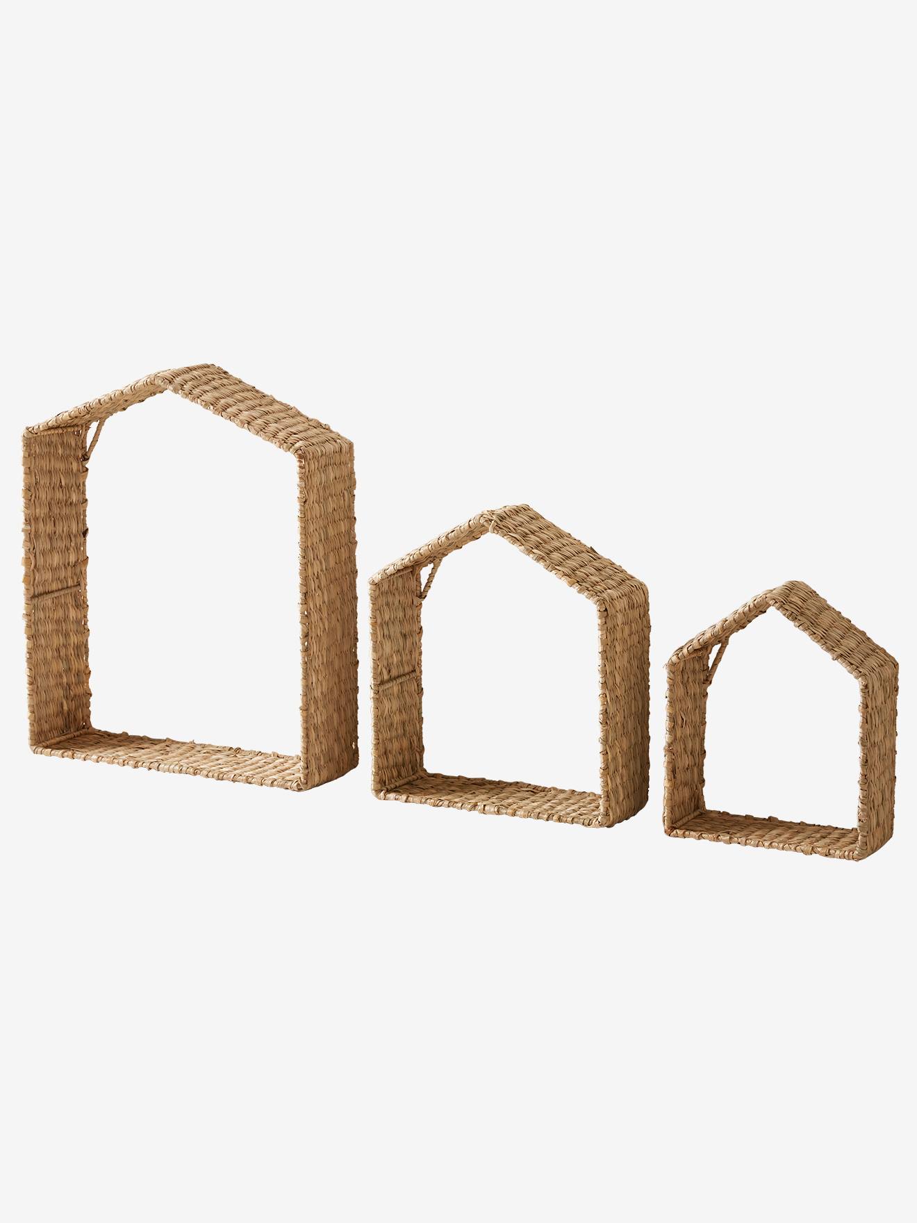 Lot de 3 étagères maison en matière naturelle herbier