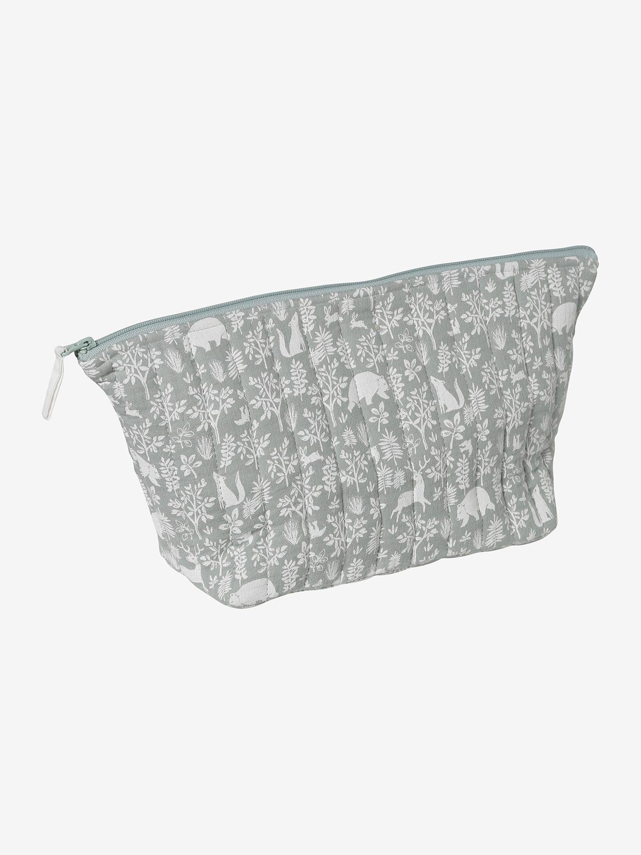 Trousse de toilette enfant en gaze de coton bleu grisé