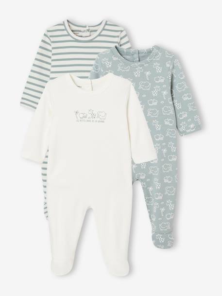 Bébé-Lot de 3 pyjamas bébé mixtes en interlock BASICS