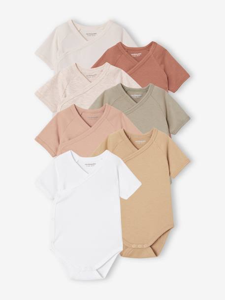 Vertbaudet - Lot de 7 bodies bébé manches courtes ouverture naissance BASICS multicolore