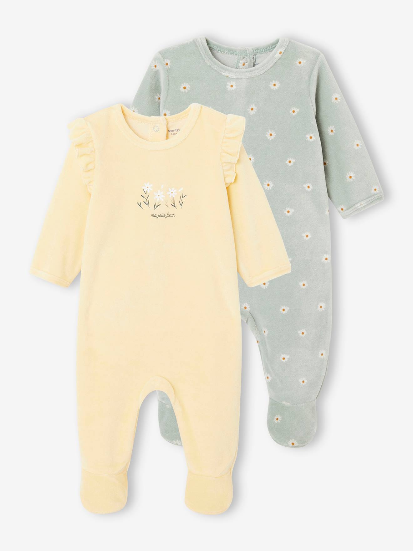Lot de 2 dors-bien bébé en velours jaune pâle