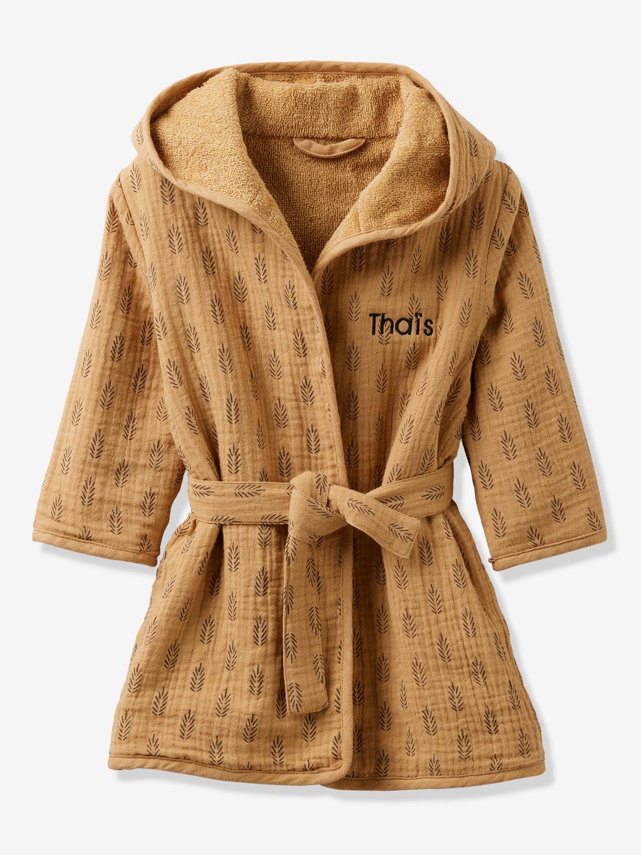 Peignoir de bain bébé personnalisable ETHNIC ocre