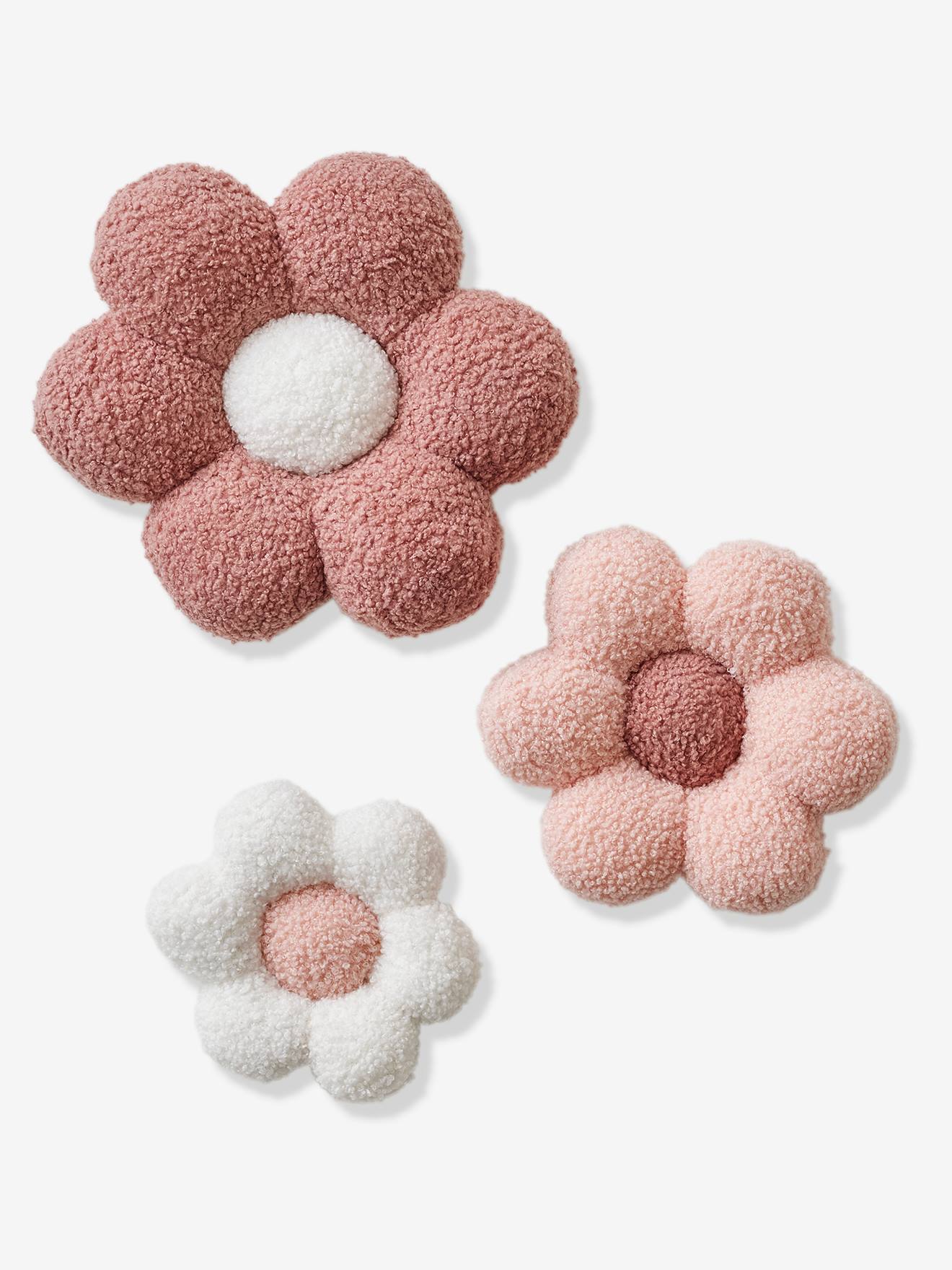 Lot de 3 fleurs bouclette rose imprimé