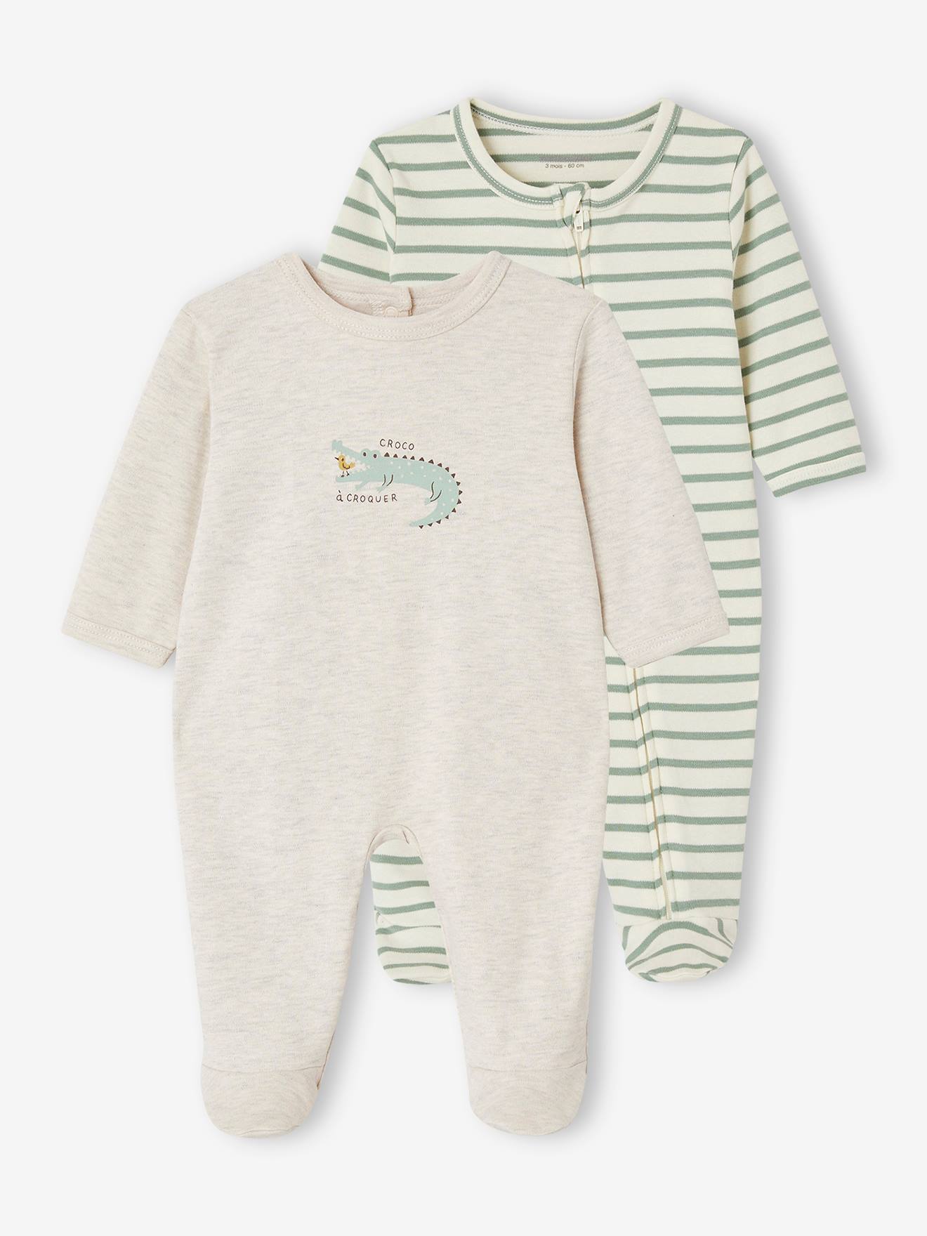 Lot de 2 dors-bien en interlock bébé vert sauge