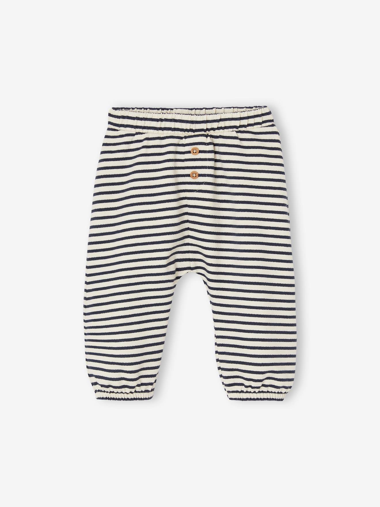 Pantalon naissance en molleton bébé bleu nuit